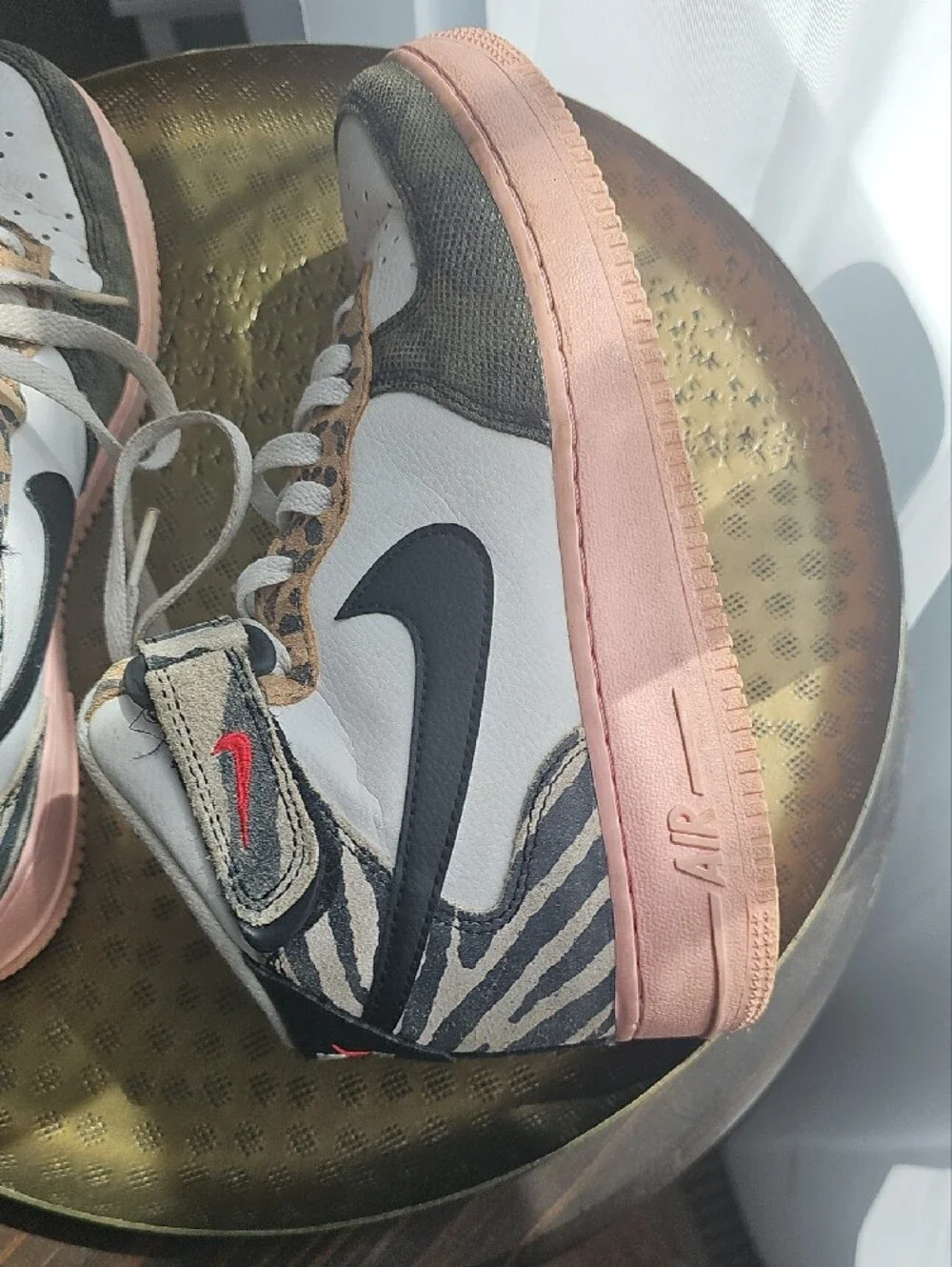 Nike Air Force 1 Mid Safari Animal Mix Leopard Zebra Pink Sole Sneaker Y6.5, W8